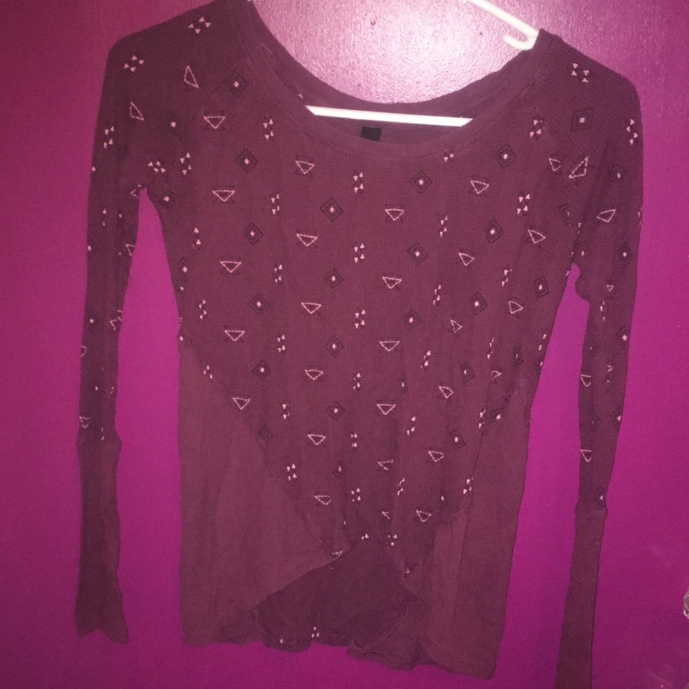 BURGUNDY LONG SLEEVE TOP | SIZE XS
